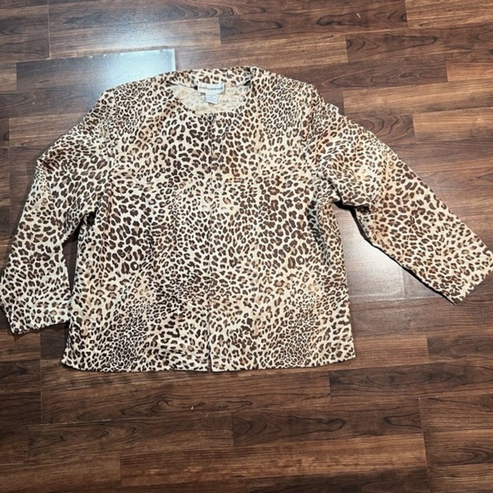 Cathy Daniels Animal Print Sueded Polyester Zip Front Jacket Women's XL 90sโ 80s